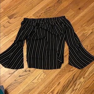 Off the shoulder navy blue blouse